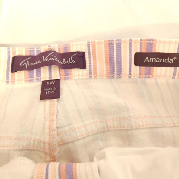 NWT Gloria Vanderbilt Womens 18W 43x19 Pastel Striped High Rise Amanda Capris - Picture 4 of 8